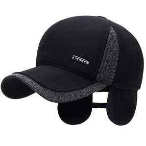 Wool Baseball Cap with Ear Flaps